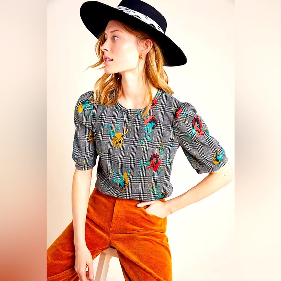 Houndstooth Blouse NWOT Anthropologie - Picture 1 of 4